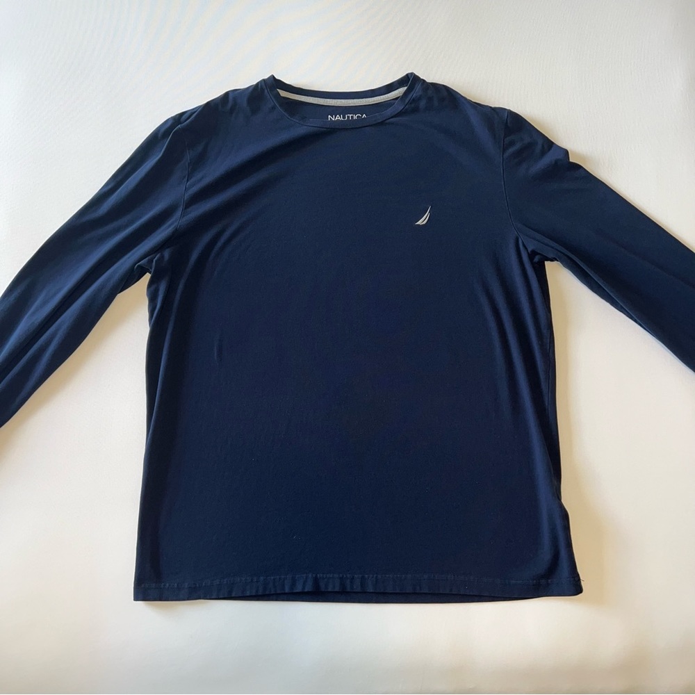 Nautica Men’s Navy Blue XL Long Sleeve Logo Tee